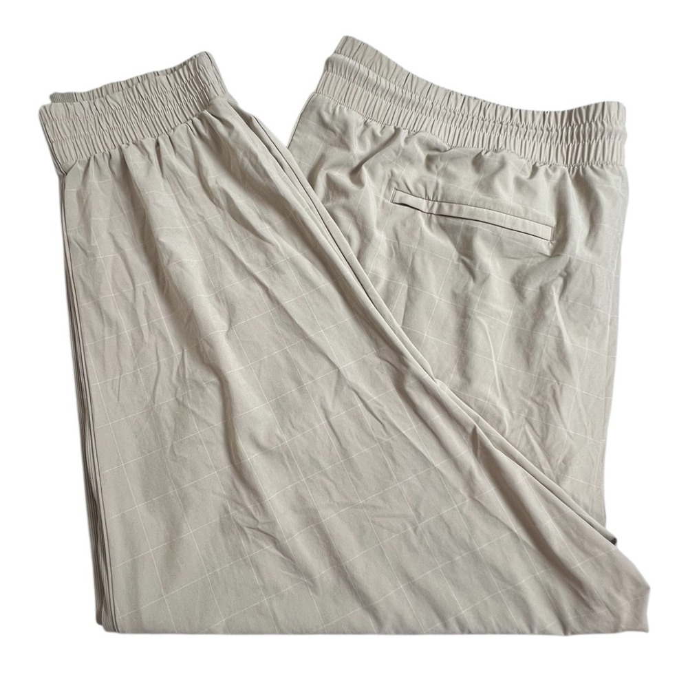 Athleta Womens Plus Size 26 Tan Check Brooklyn Textured Jogger #657596‎
